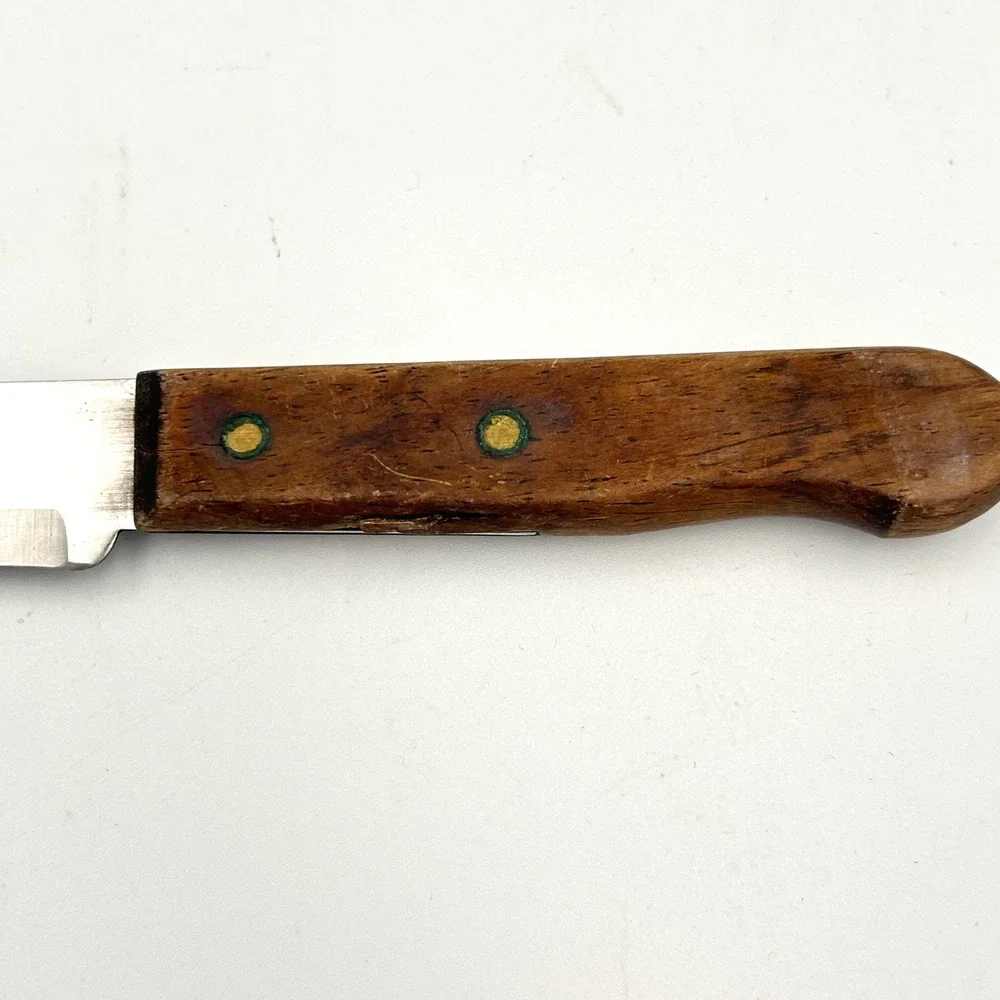Vintage 1970s‎ Ekco Eterna Slicer Knife Stainless Steel USA Wood Handle 12.5